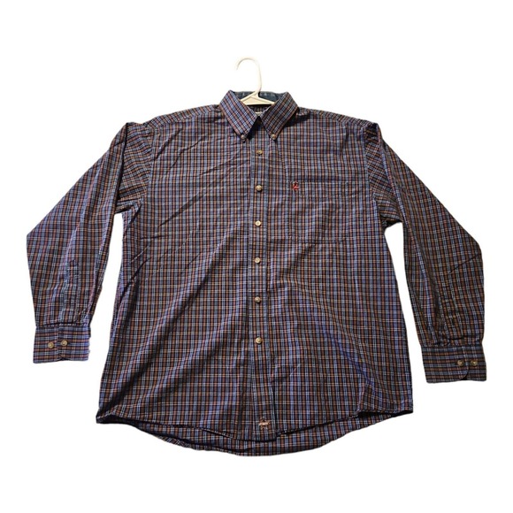 Wrangler Other - Wrangler PBR Button Down Shirt Long Sleeve Men's Large Plaid Western Cowboy